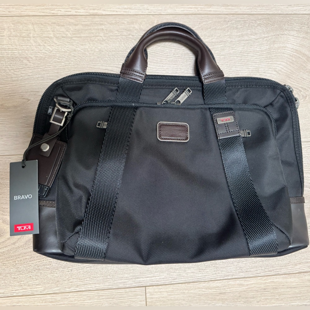 Tumi Bravo Black and Brown Briefcase